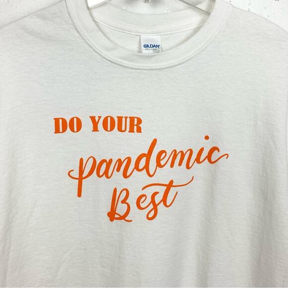 RARE 'Do Your Pandemic Best' Crewneck T-Shirt White Short Sleeve Cotton Size XL - Picture 7 of 7